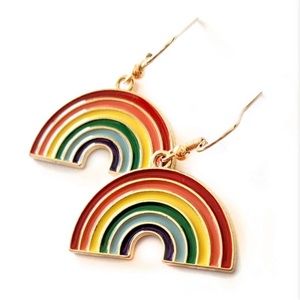 Enameled Happy Rainbow boho hippy  Drop Earrings